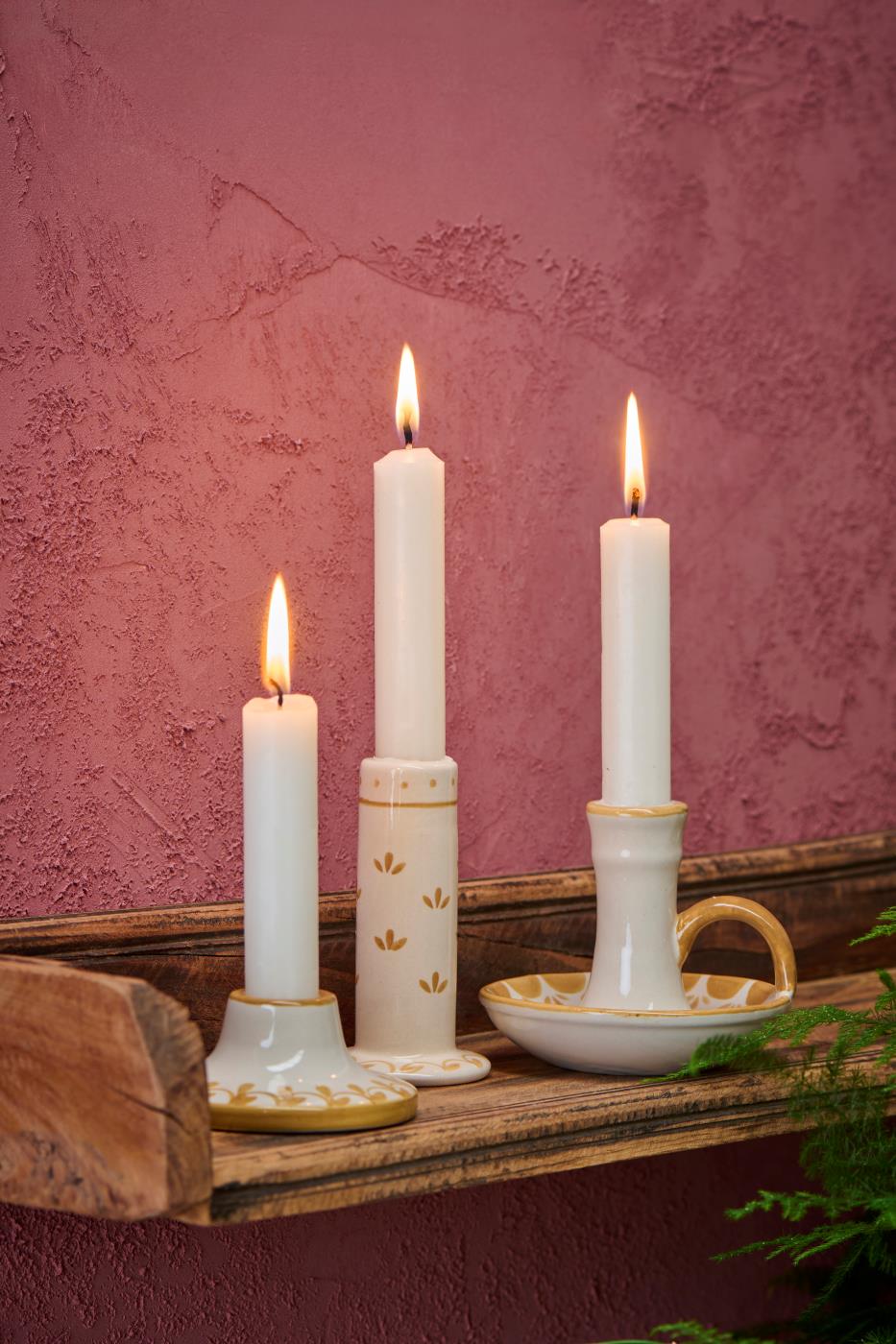 Bougeoir bougie motif marron et bord