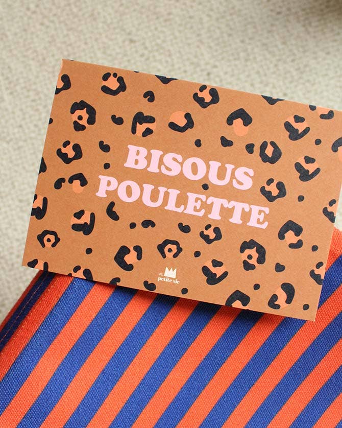 Carte "Love" : Bisous poulette - léopard (avec enveloppe)