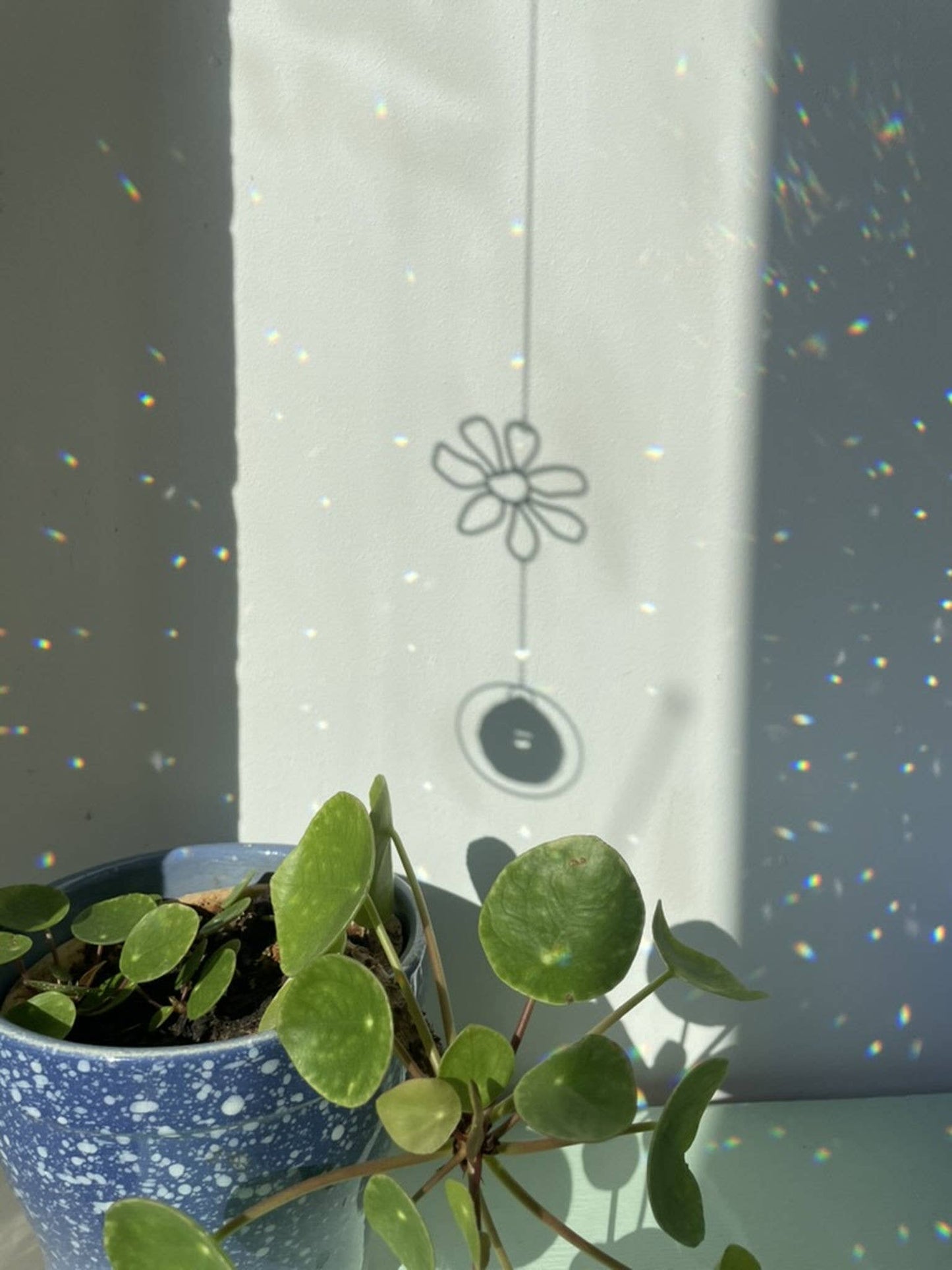 Attrape-soleil fleur avec cristal et prisme pour fenêtre