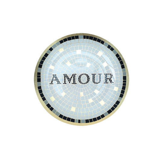 Assiette verre mosaique amour pm