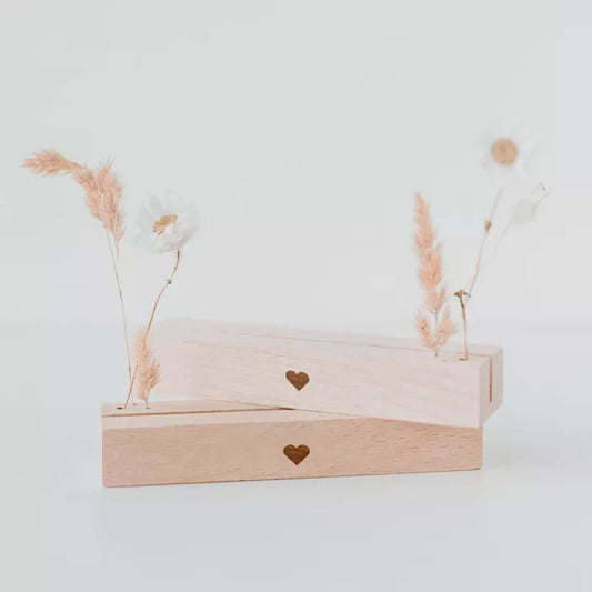 PORTE-CARTES ET FLEURS SÈCHES COEUR