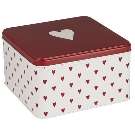 Boite carré coeurs rouge