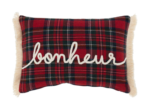 Coussin Carreaux Bonheur Rouge/Vert