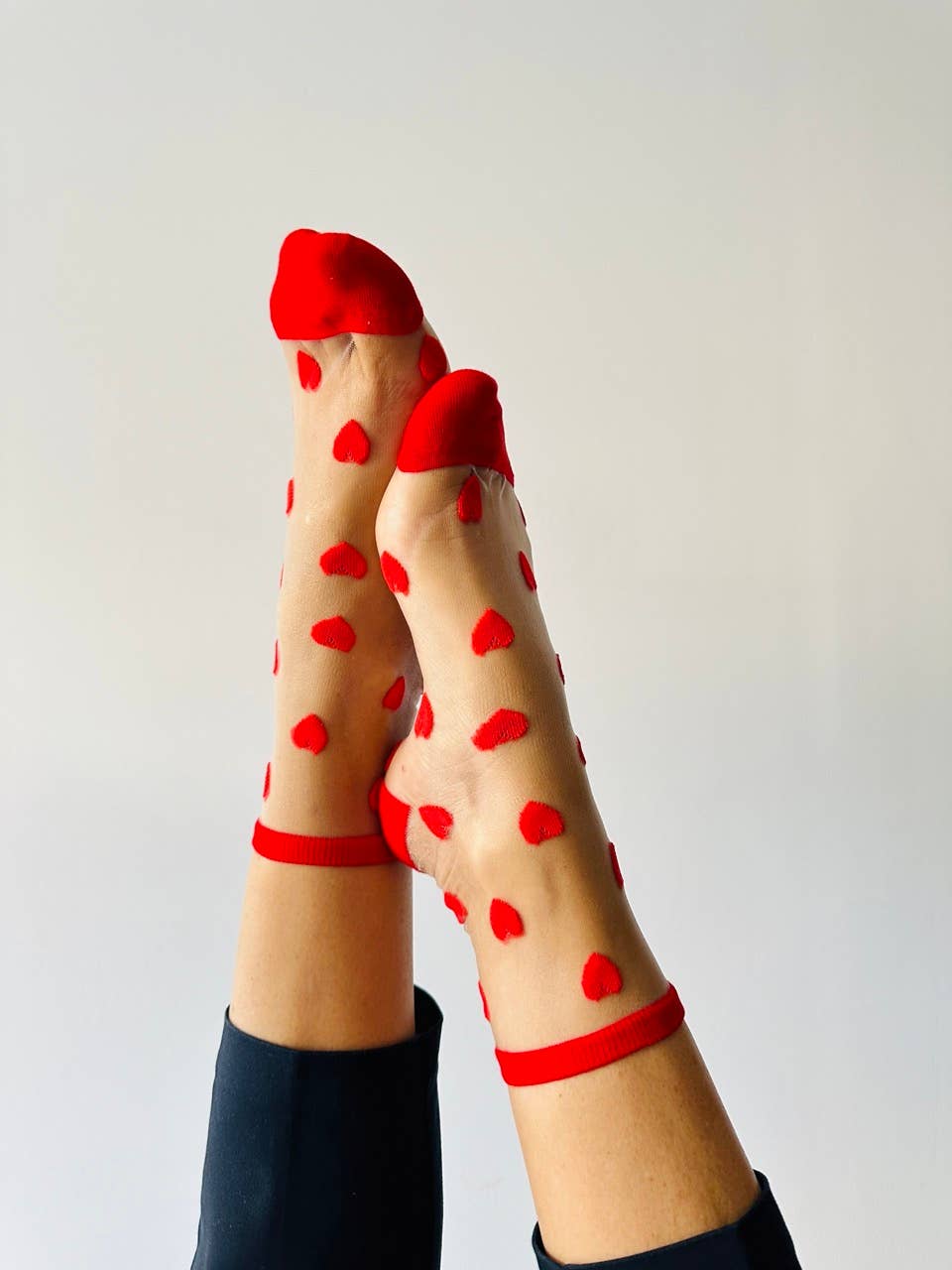 Laure chaussettes avec des coeurs rouge - socquettes