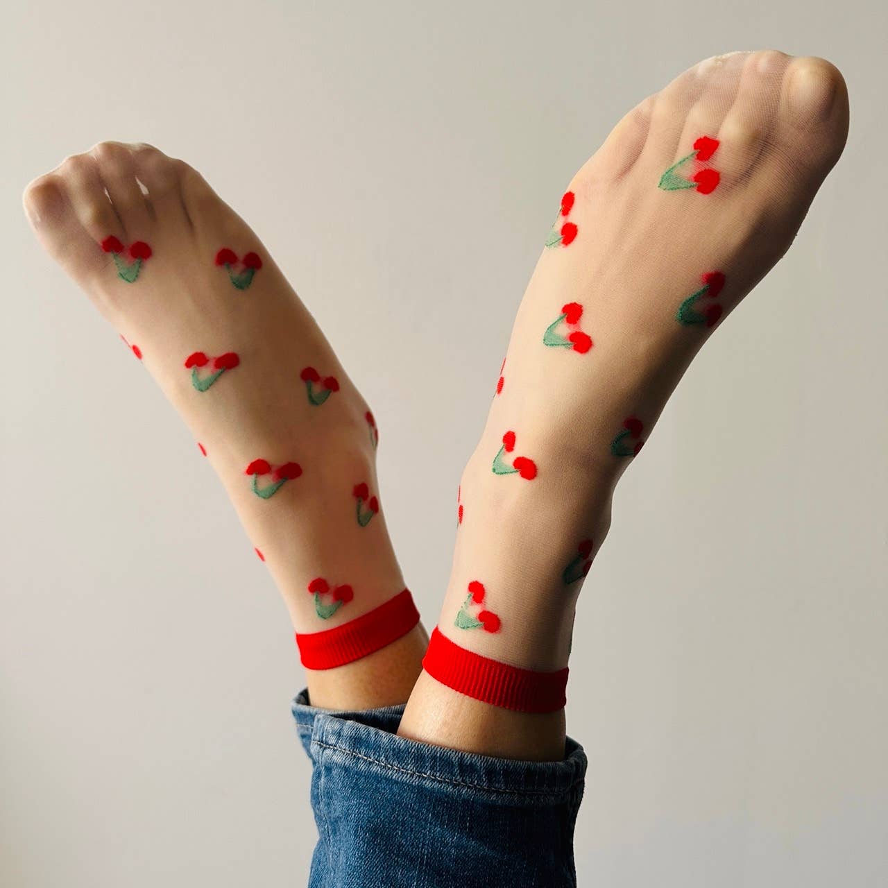 Clémence - Chaussettes fantaisie femme fruits - CERISES