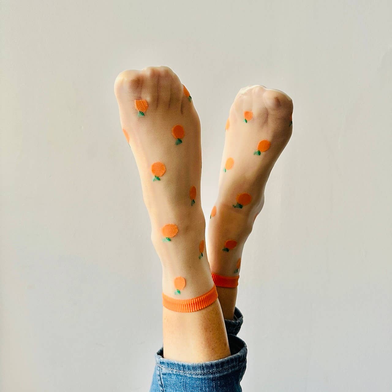 Clémence - Chaussettes fantaisie femme fruits - ABRICOTS