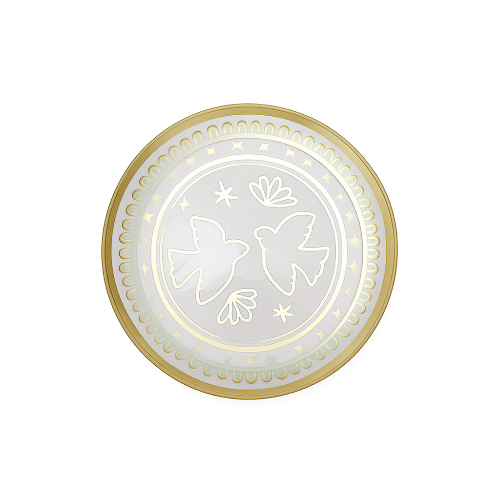 Assiette verre amour colombe doré pm