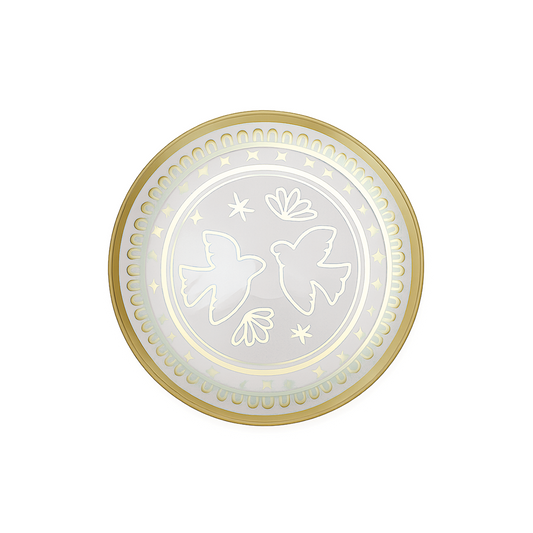 Assiette verre amour colombe doré pm