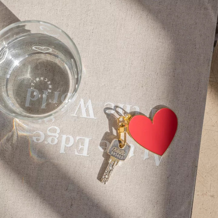 Porte-clés grand coeur rouge