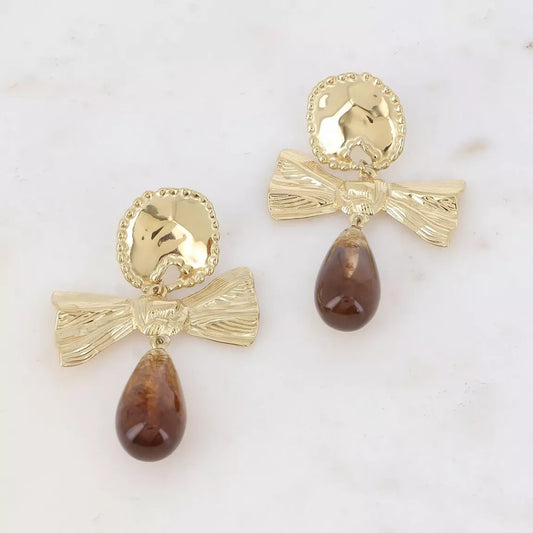 Boucles pendantes Aliénor marron