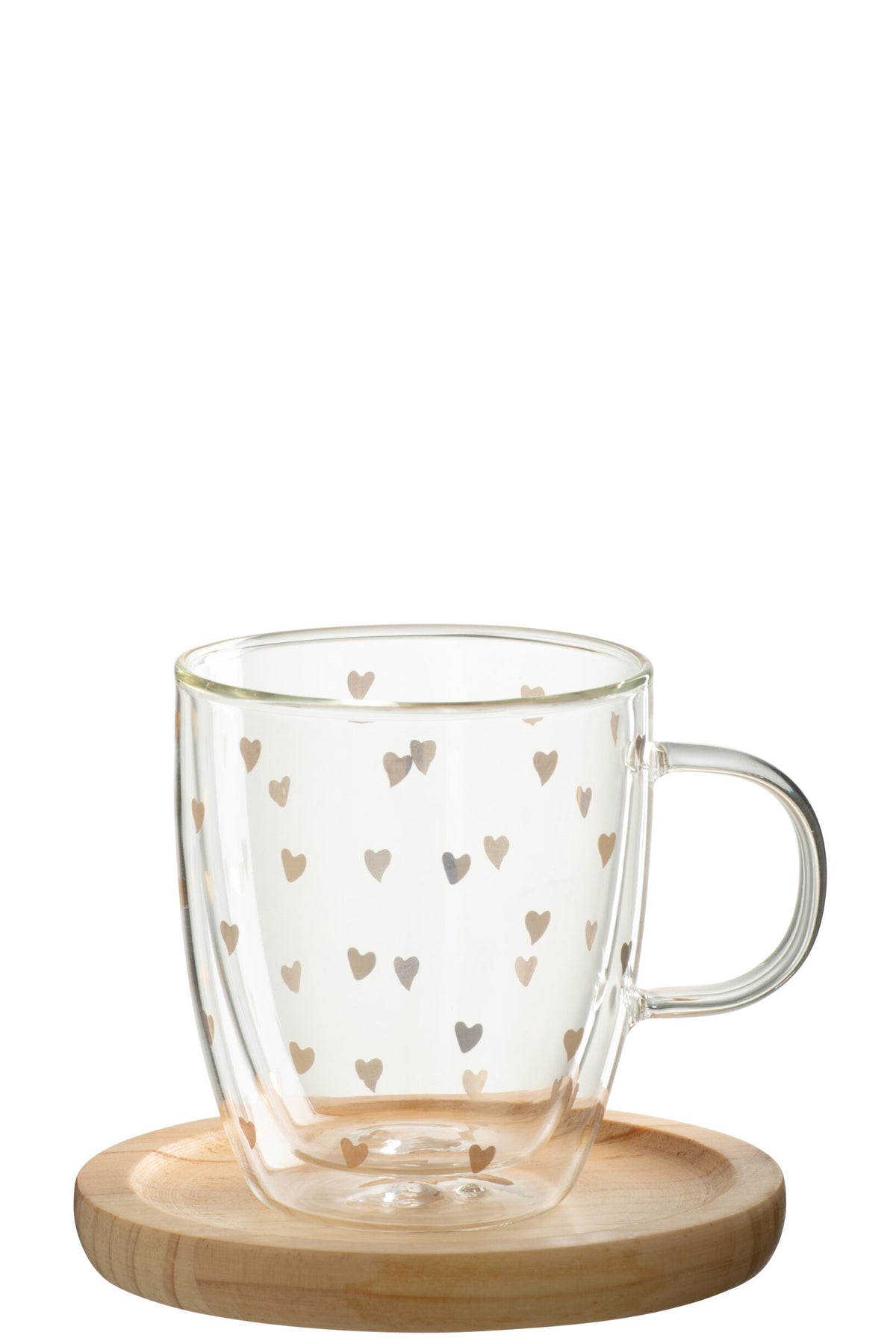 Mug Coeur Verre Transparent/Or
