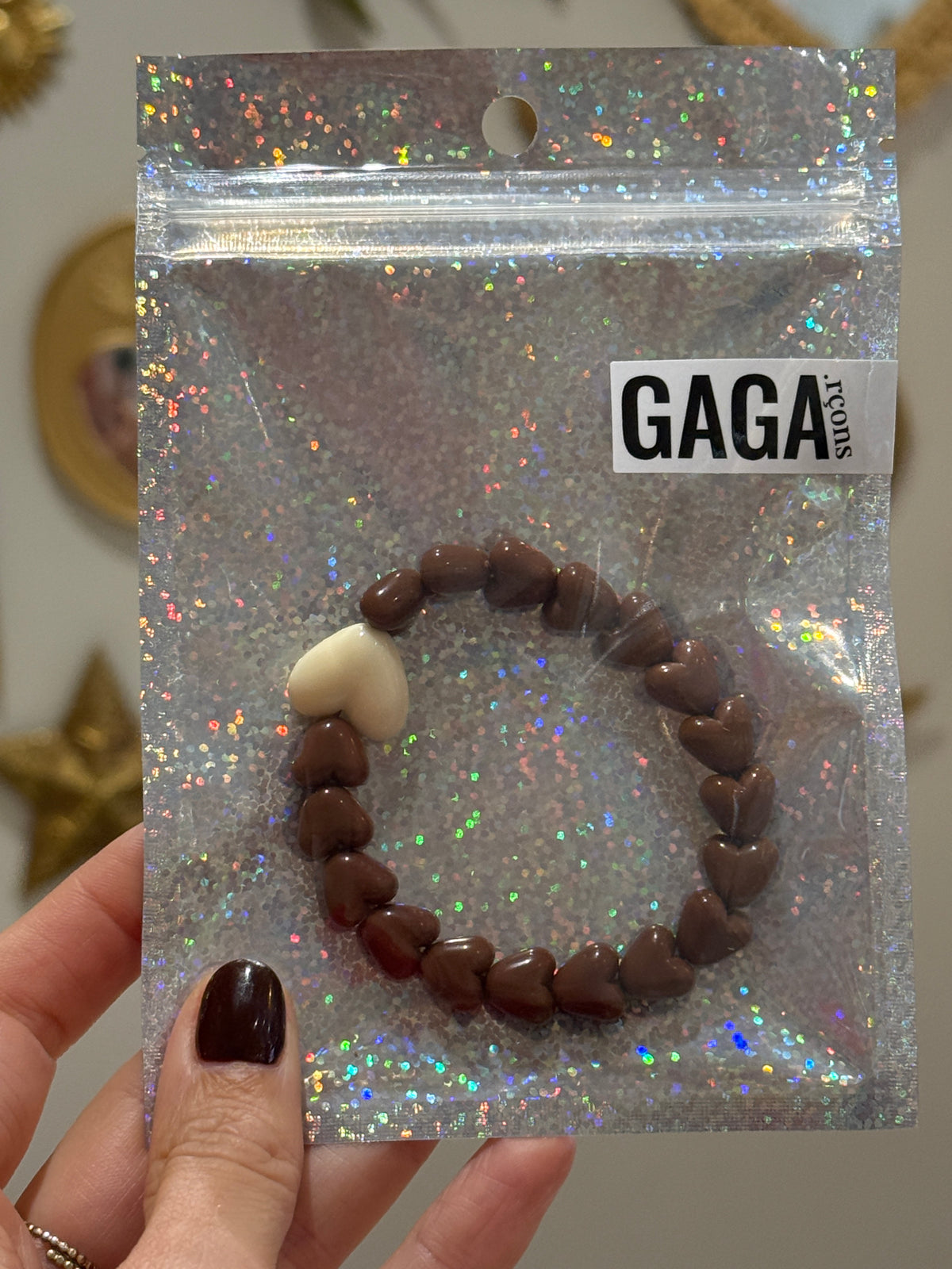 bracelet gaga marron et beige