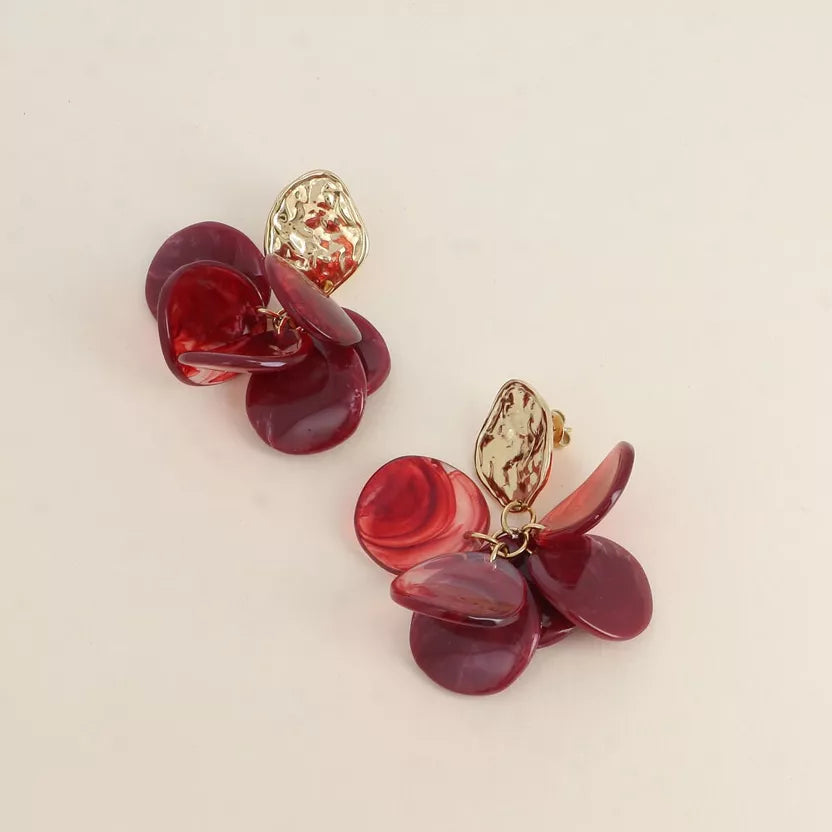 Boucles pétales bordeaux