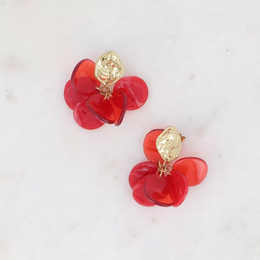 Boucles pétales rouge