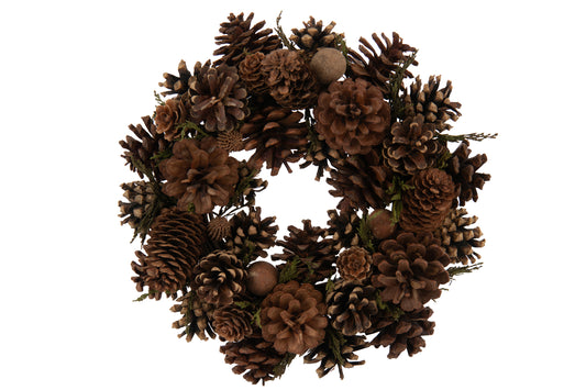 Couronne Pomme De Pin Fleur Séchée Marron