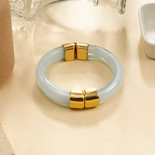 Bracelet manchette aimanté résine bleu ouvrable