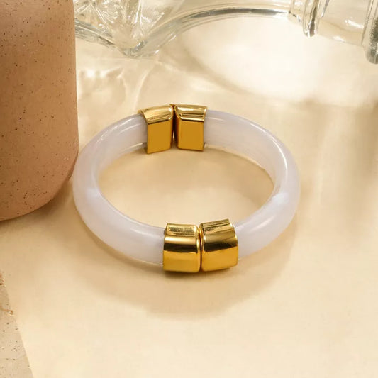 Bracelet manchette aimanté résine blanc ouvrable