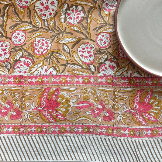 Nappe blockprint  Sous la tonnelle