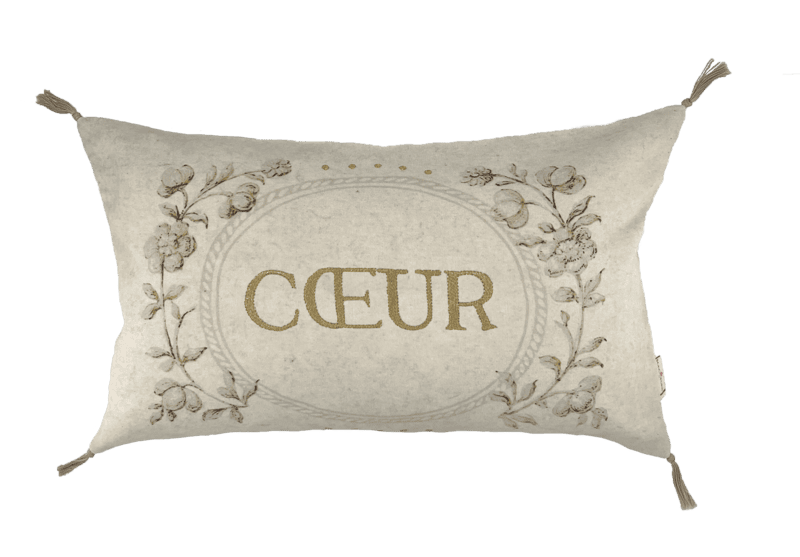 HOUSSE COUSSIN - 30X50 - ENLUMINURE COEUR - LIN