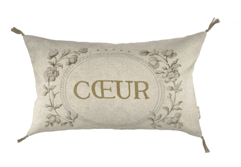 HOUSSE COUSSIN - 30x50 - ENLUMINURE COEUR - Lin