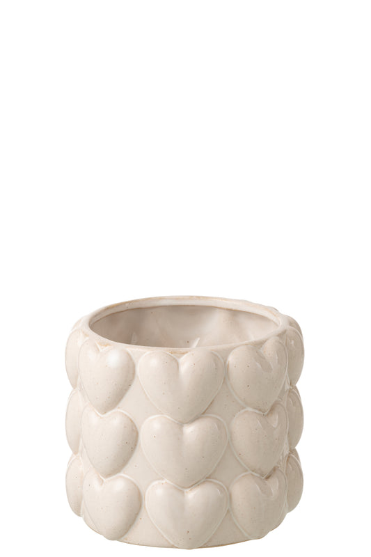 Cachepot Coeurs Grès Écru mm