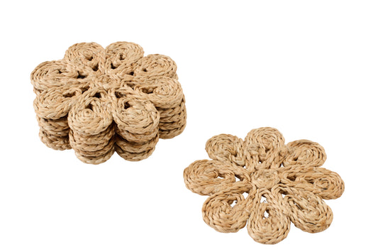 Set De 6 Sous-Verre Fleur Jute Naturel