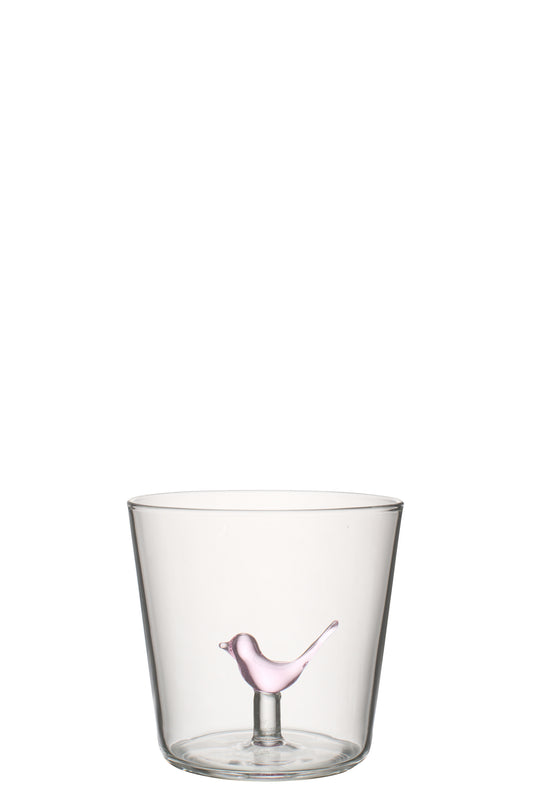 Verre oiseau rose pale