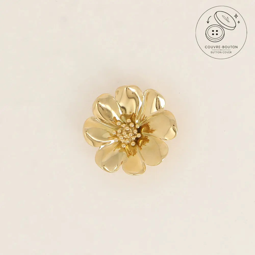 Couvre-bouton fleur en acier inoxydable