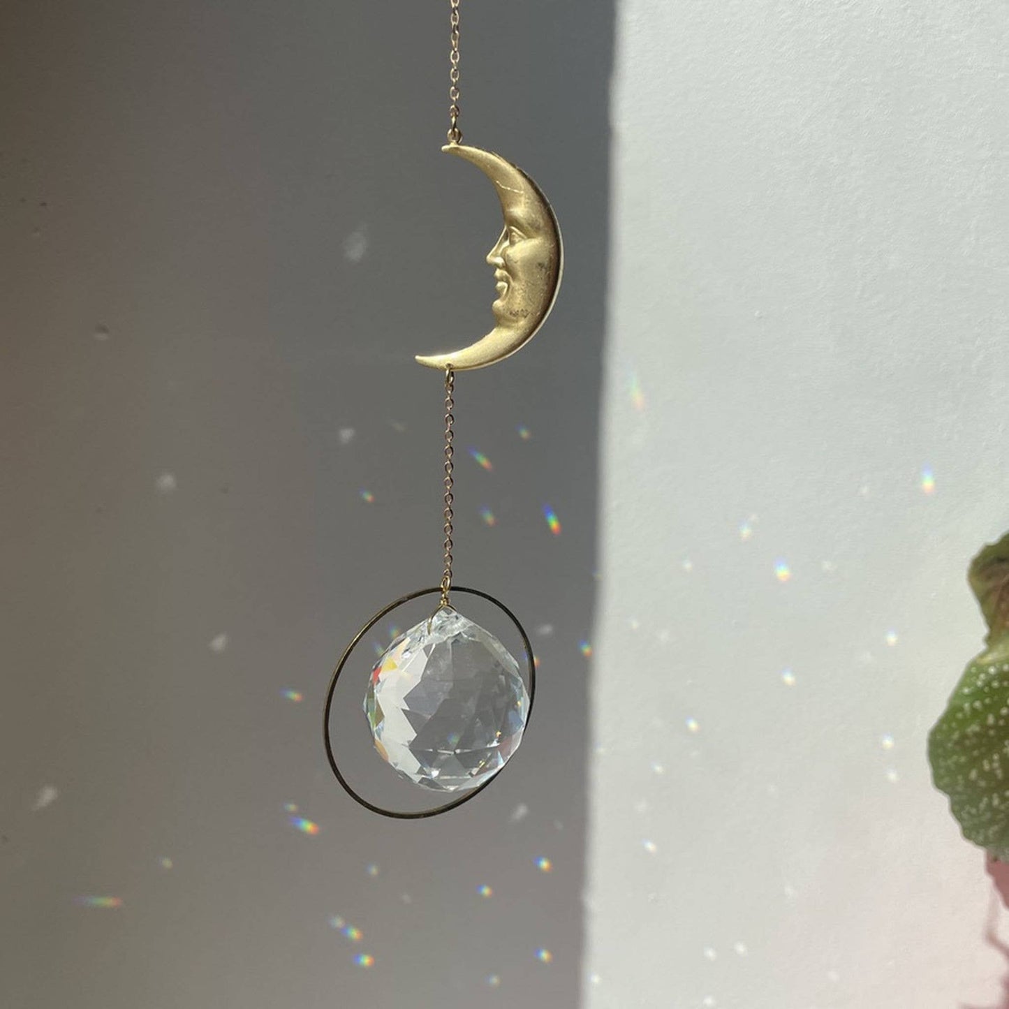 Attrape-soleil lune avec prisme en cristal pour fenêtre