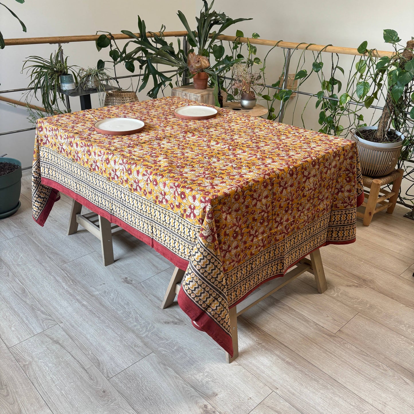Nappe blockprint Un jardin en Casamance