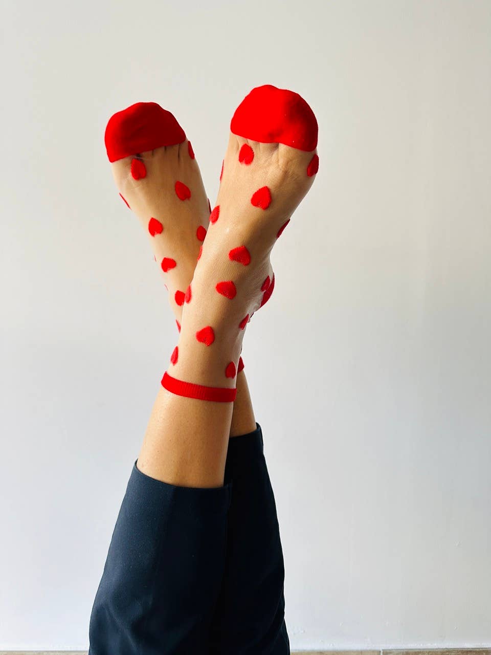 Laure chaussettes avec des coeurs rouge - socquettes