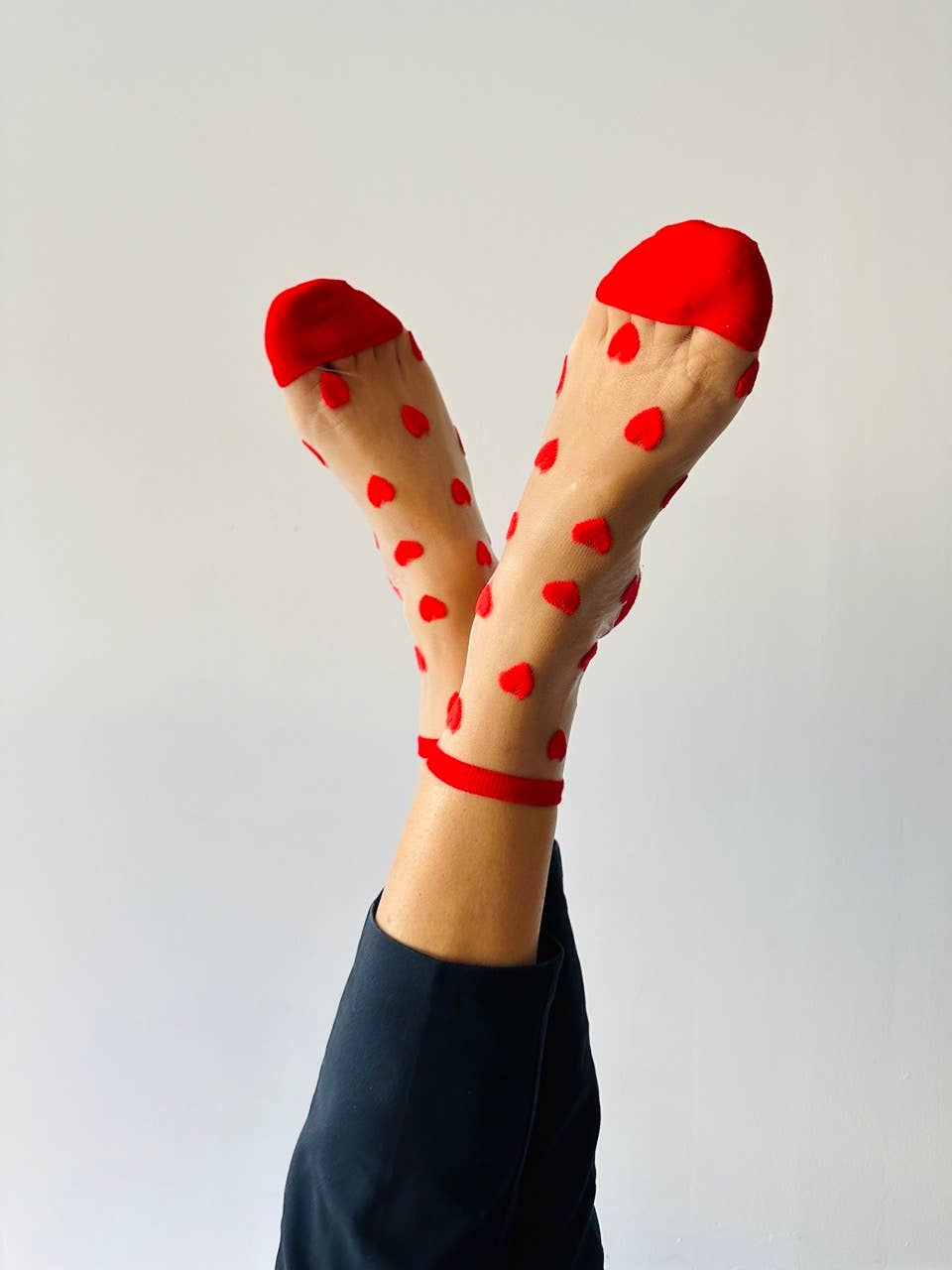 Laure chaussettes avec des coeurs rouge - socquettes