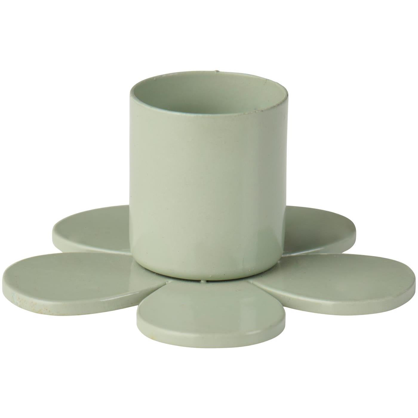 Bougeoir fleur vert gm