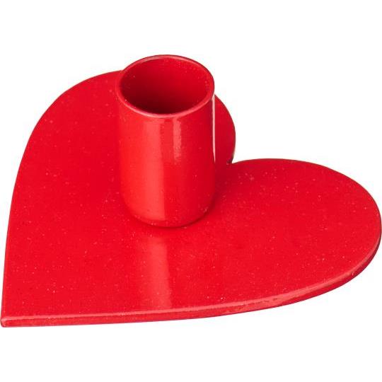 Bougeoir pour bougie fine en forme de cœur rouge