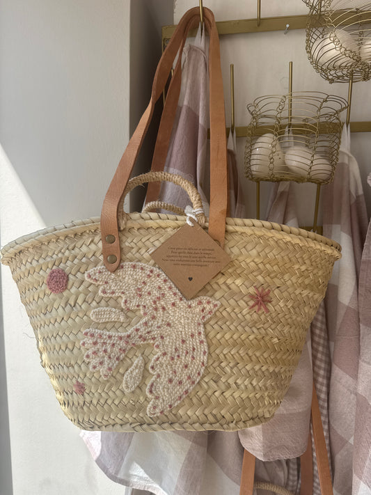 Panier rotin oiseau