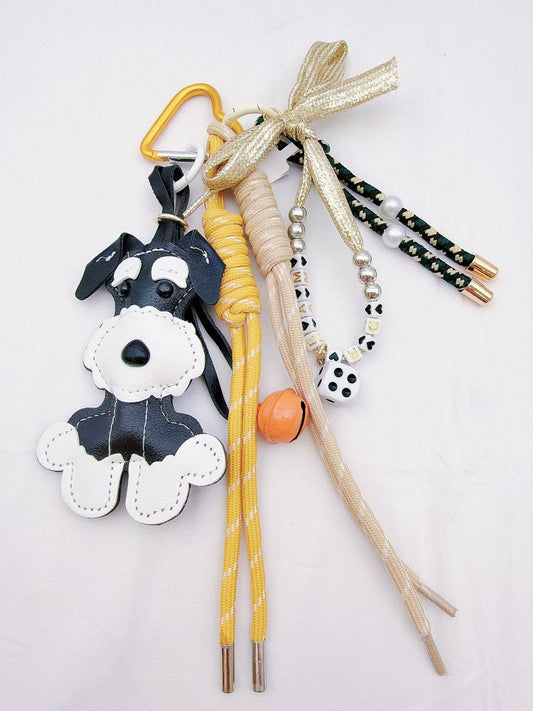Porte-clés décoratif chien noir et blanc