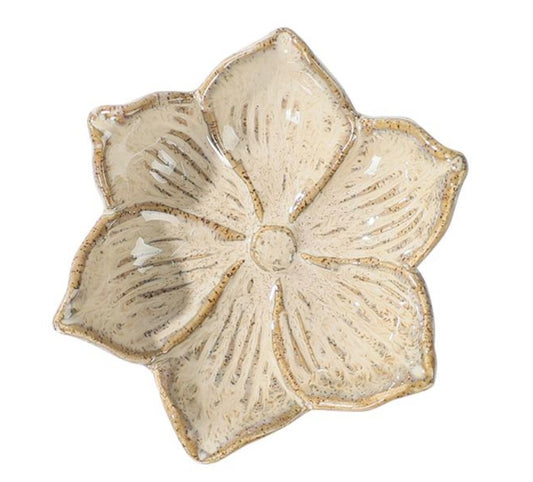 Coupelle fleur céramique beige