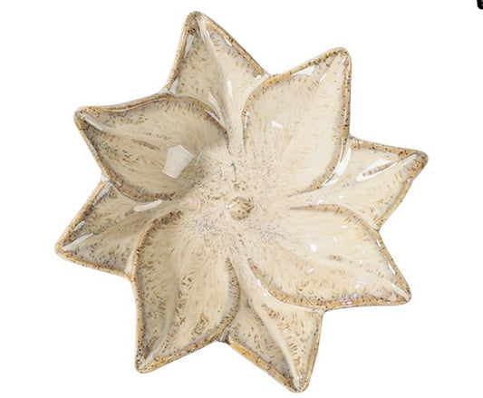 Coupelle fleur céramique beige