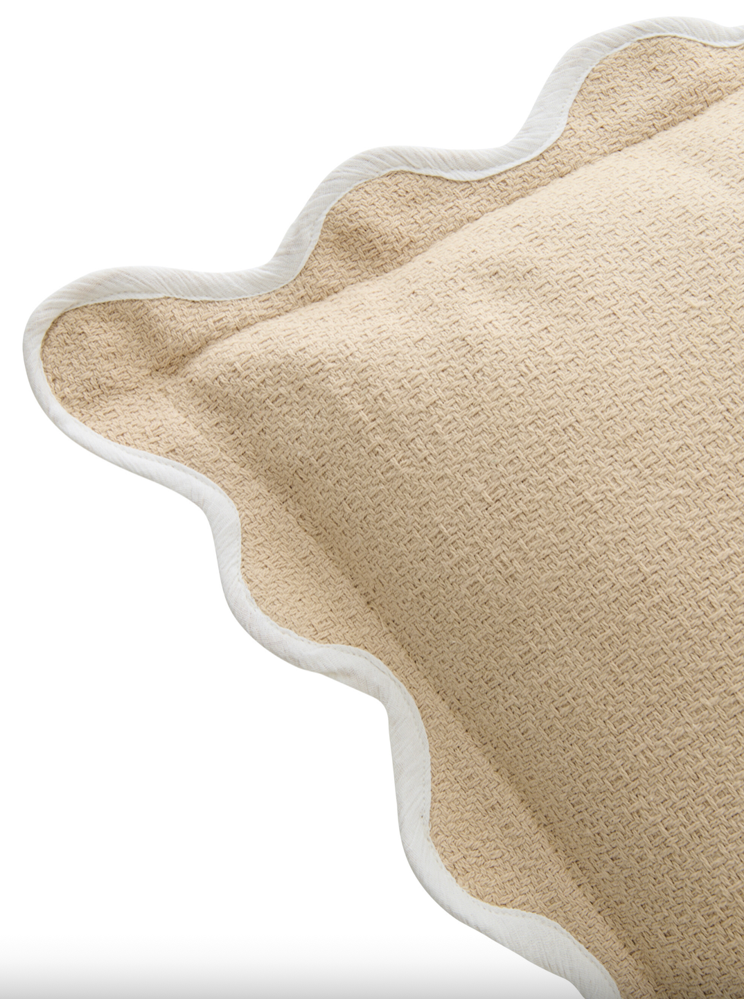 Coussin Dentelé Coton Beige