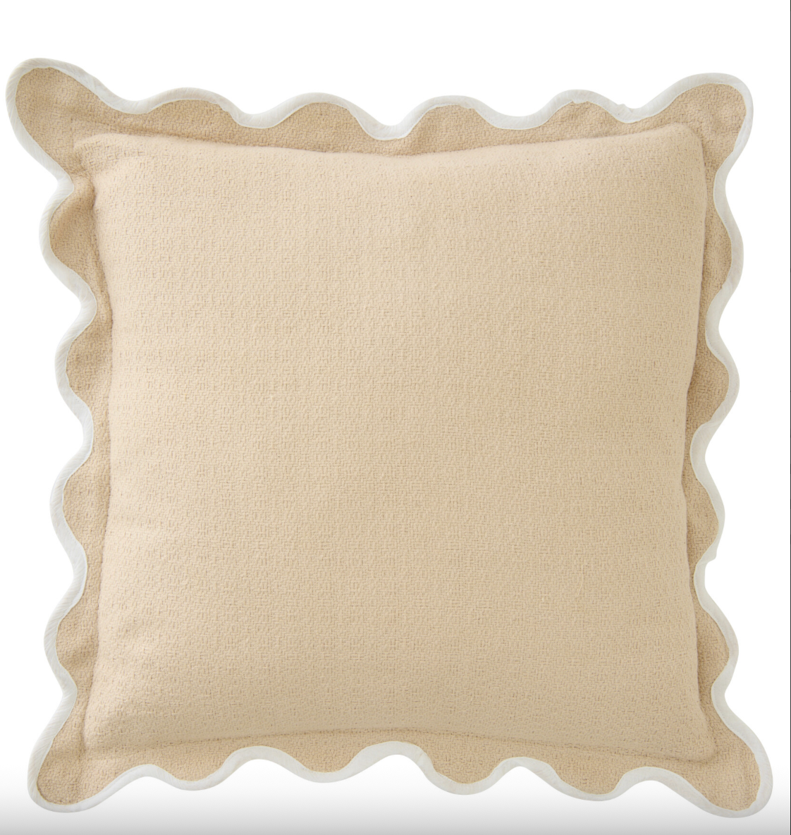 Coussin Dentelé Coton Beige
