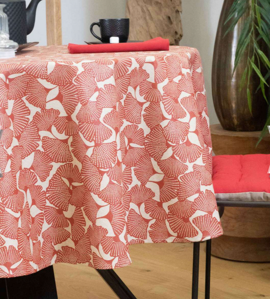 Nappe ronde Ginkgo brique