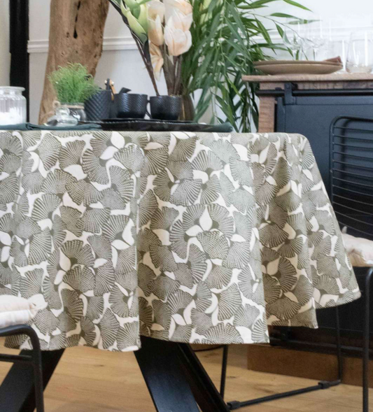 Nappe ronde Ginkgo lin