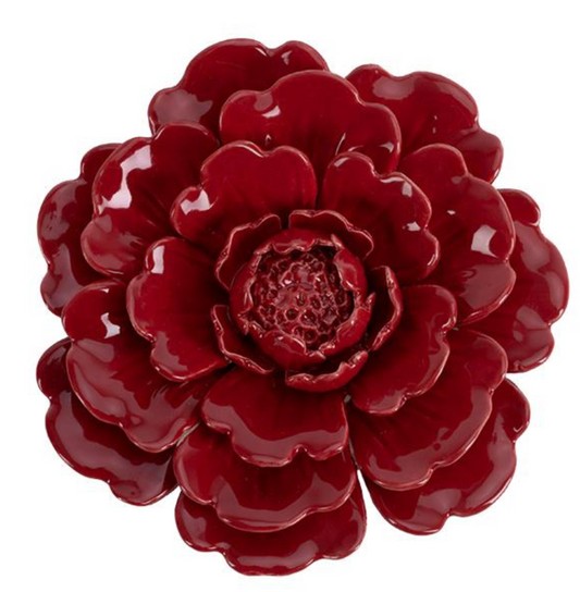 Déco murale fleur céramique rouge
