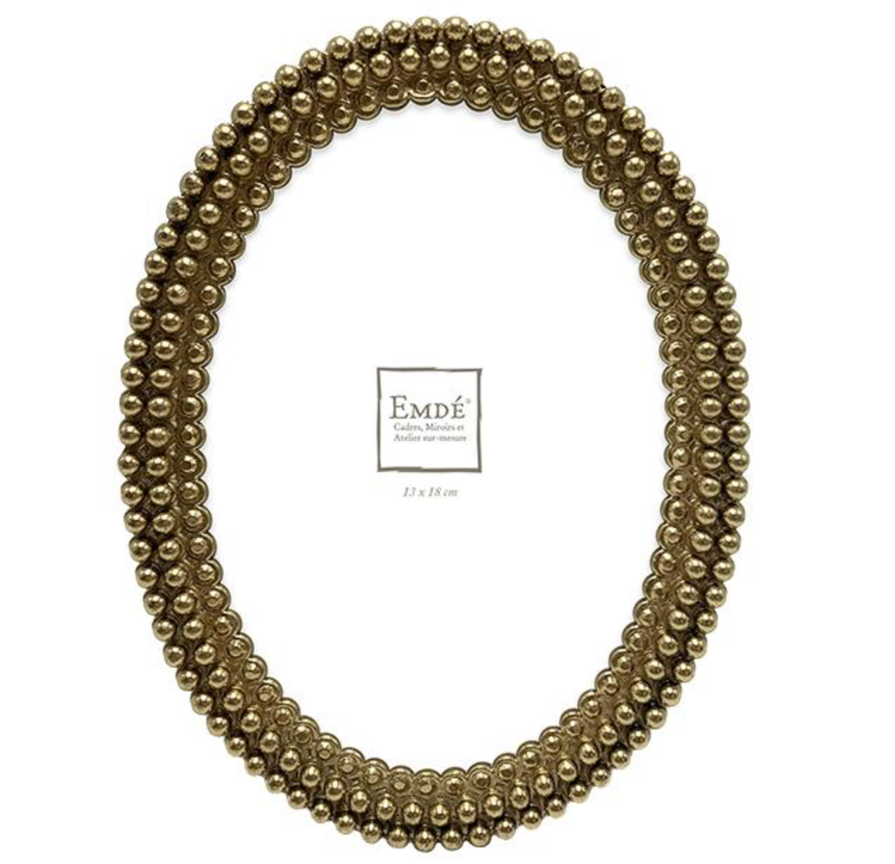 Cadre ovale dore perles 13x18cm