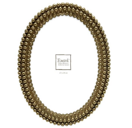 Cadre ovale dore perles 13x18cm
