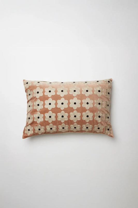 Coussin Daisy rose poudré 40x60