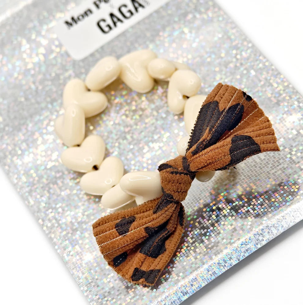 Bracelet GAGA - Only Beige & Maxi Noeud Léopard