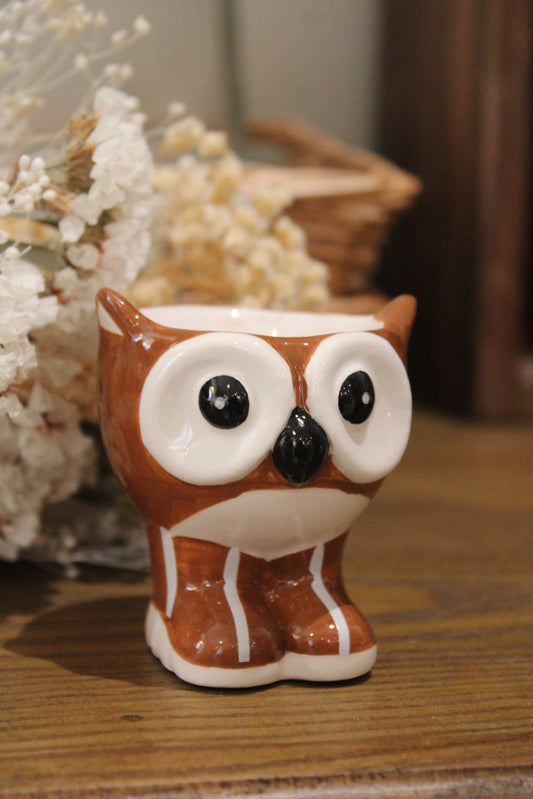 Coquetier hibou marron