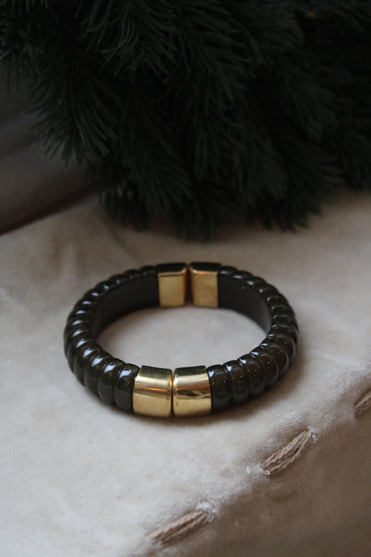 Jonc resine et doré VERT FONCE