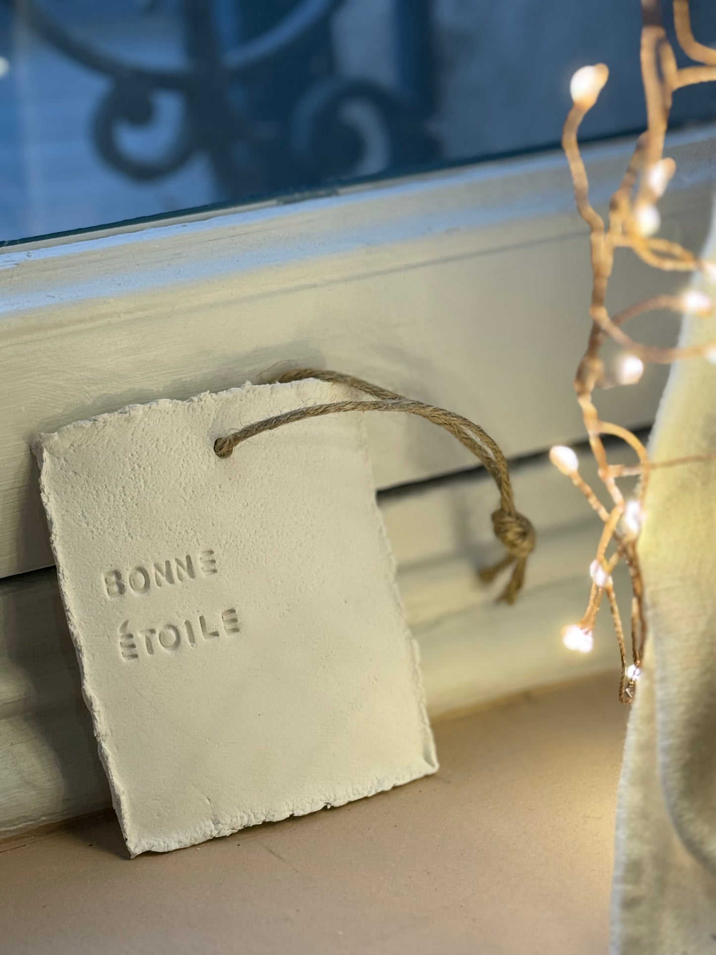 Plaque message argile "bonne étoile"